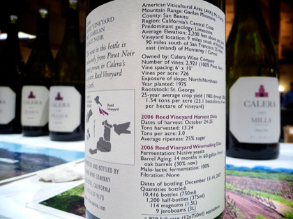 Calera's informative back label - Dr Vino's wine blog Dr Vino's wine blog